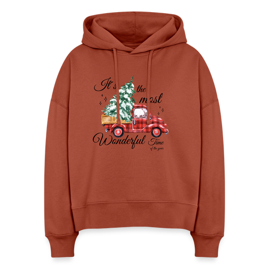 Hoodie „Red Christmas Truck“ 🎄🚛 | Weihnachtspulli | 100% Bio-Baumwolle - Terrakotta