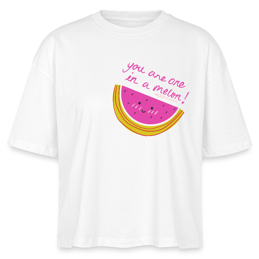 Herzfarben Damen T-Shirt „You Are One in a Melon“ – Bio-Baumwolle Statement Shirt | auch für Kinder - Weiß