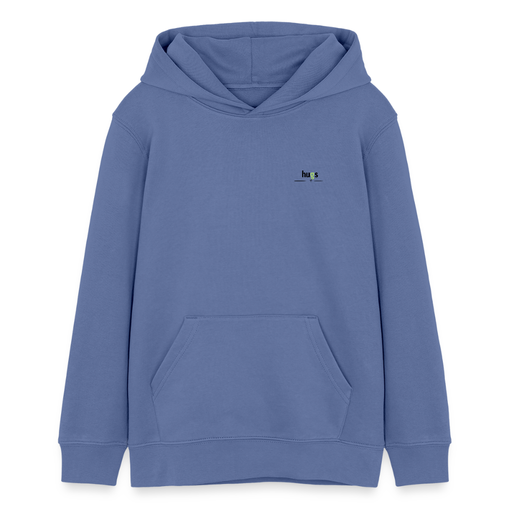 Kinder Hoodie – „I Love Hugs“ Kaktus Motiv – aus 100% Bio-Baumwolle / 9 - 13 Jahre - Blau