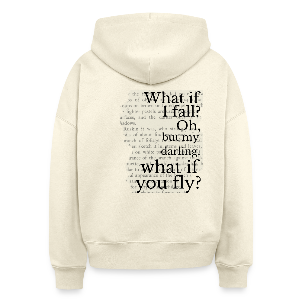 Hoodie „What if you fly?“ – Motivations Hoodie aus 100% Bio-Baumwolle - Weißgrau