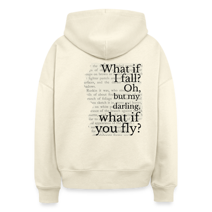 Hoodie „What if you fly?“ – Motivations Hoodie aus 100% Bio-Baumwolle - Weißgrau