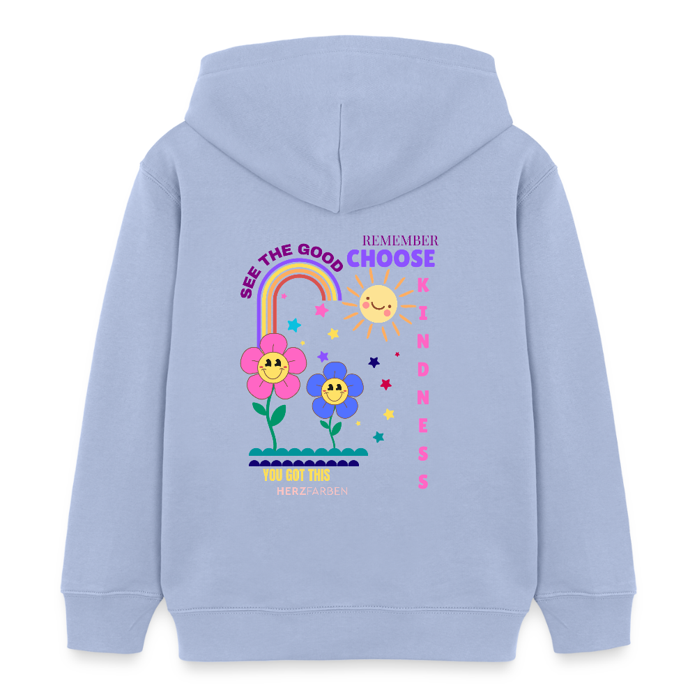 See the Good Kinder Hoodie – Bunter Bio Hoodie mit Regenbogen & Blumen 🌸🌈☀️ - Sky
