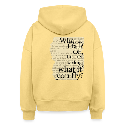 Hoodie „What if you fly?“ – Motivations Hoodie aus 100% Bio-Baumwolle - Hellgelb