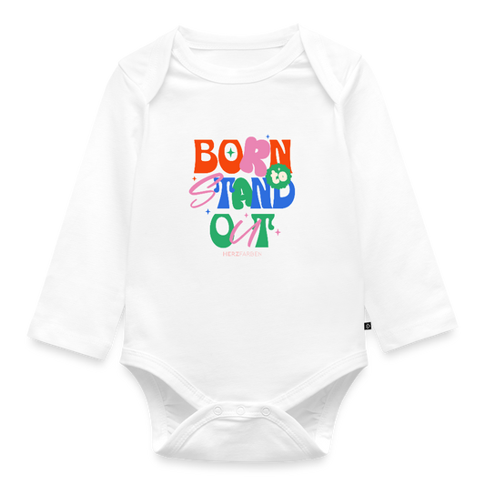 Baby Body „Born to Stand Out“ – aus 100% Bio-Baumwolle, langarm - Weiß