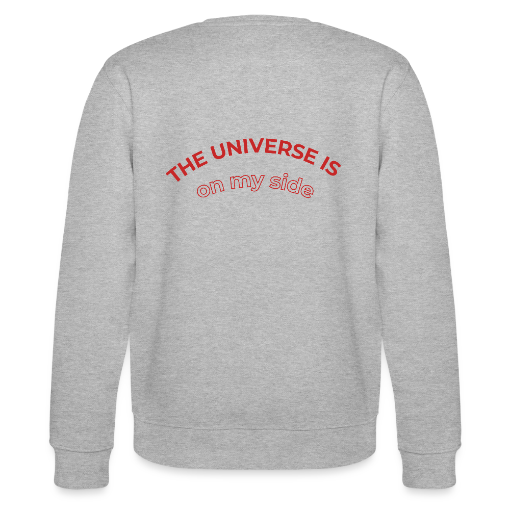 Bio Damen Sweatshirt „The Universe is on my side“ – Spiritueller Pullover aus 100% Bio-Baumwolle - Grau meliert