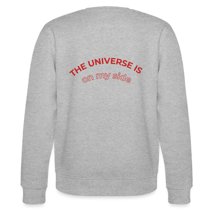 Bio Damen Sweatshirt „The Universe is on my side“ – Spiritueller Pullover aus 100% Bio-Baumwolle - Grau meliert