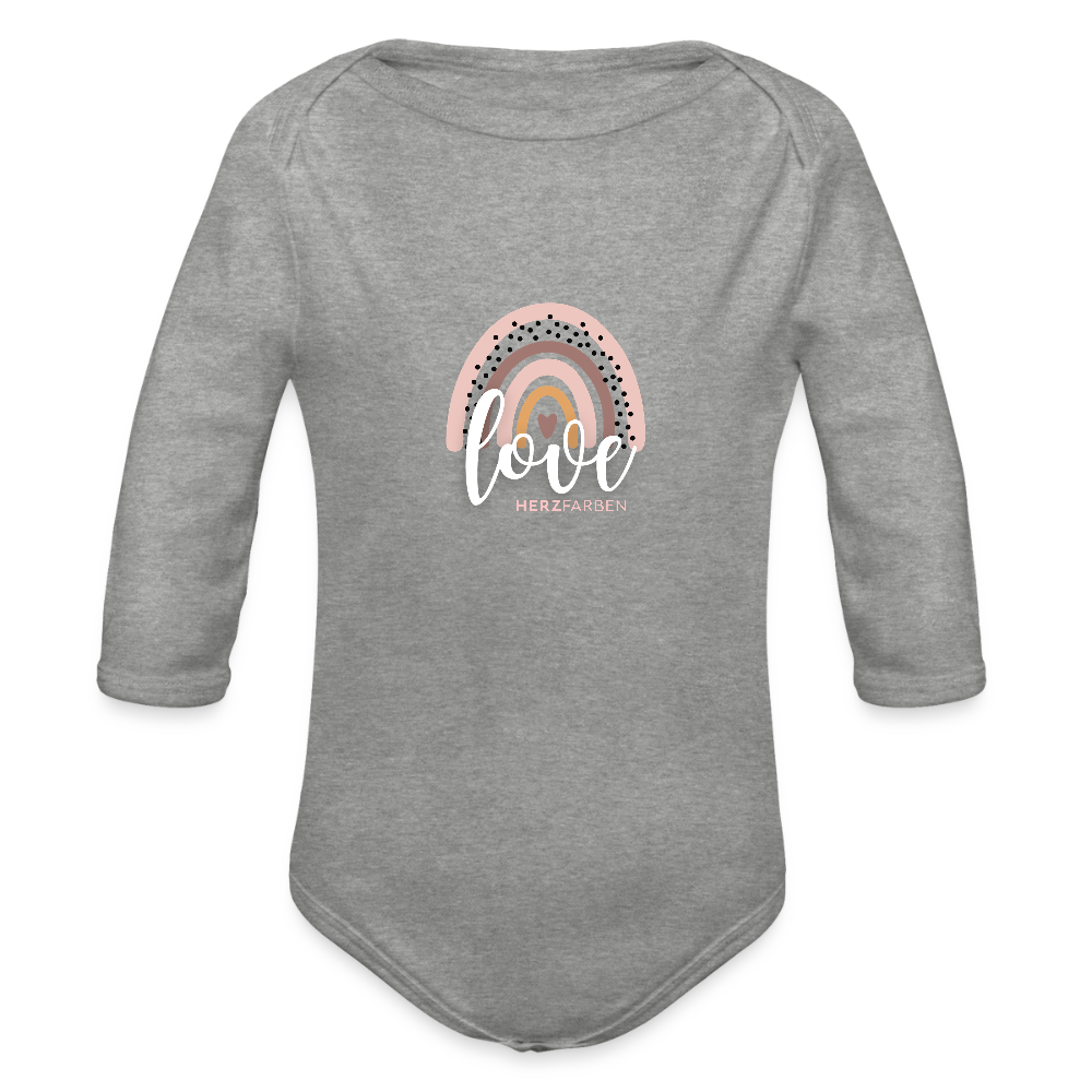 Love Baby Bio Langarm Body – Nachhaltiger Babybody mit Regenbogen-Print - Grau meliert