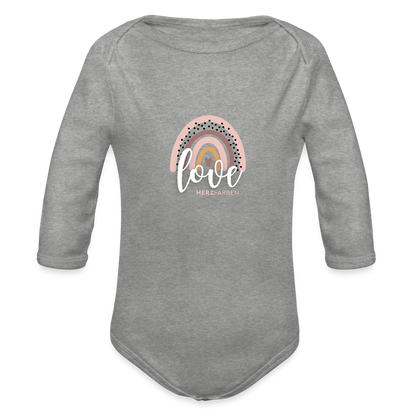 Love Baby Bio Langarm Body – Nachhaltiger Babybody mit Regenbogen-Print - Grau meliert