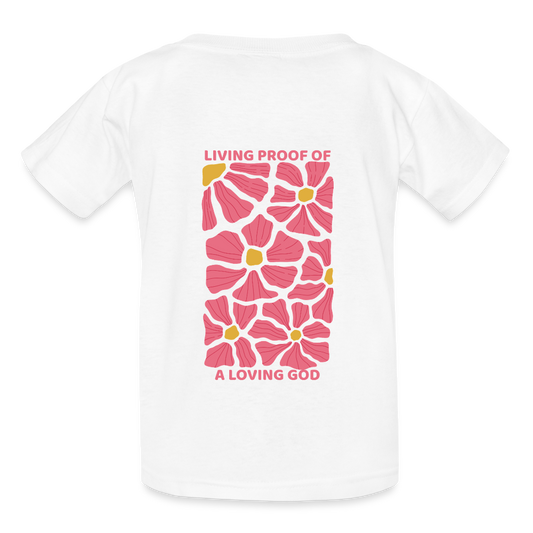 Living Proof of a Loving God T-Shirt – Glaubens-Shirt mit Blumenmotiv 🌸✨ - Weiß