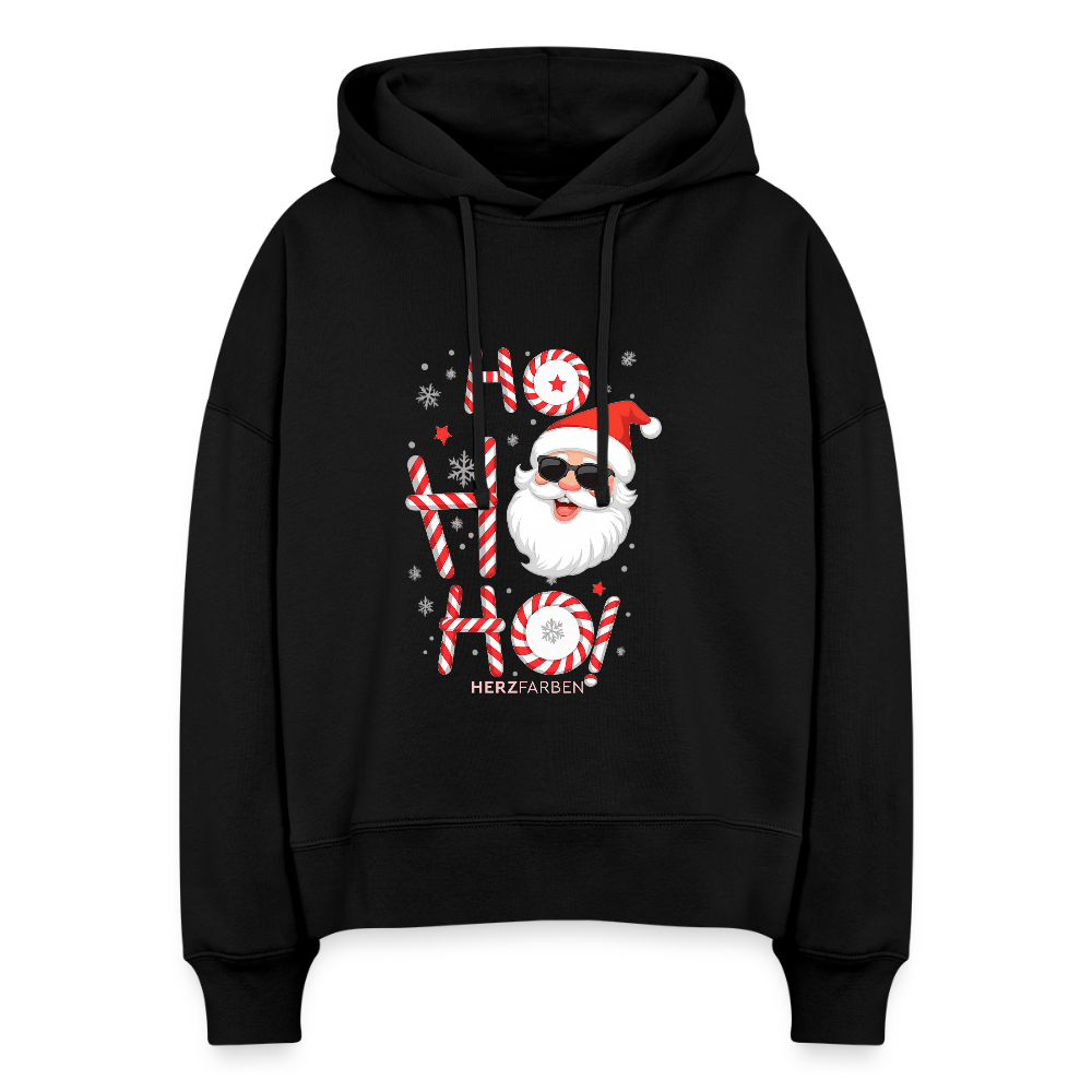 Hoodie „Ho Ho Ho Santa“ – aus 100 % Bio-Baumwolle & vegan - Schwarz