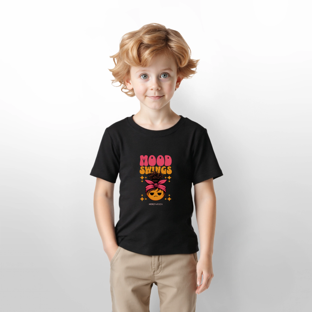 Kinder T-Shirt – „Mood Swings“ – aus 100% Bio-Baumwolle - Schwarz