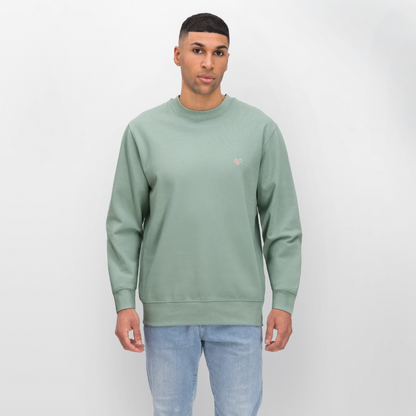 Sweatshirt „Good Karma“ – Statement Sweater aus 100 % Bio-Baumwolle - Helles Graugrün