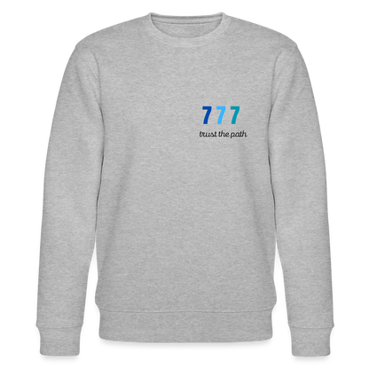 Bio Damen Sweatshirt „Trust the Path – 777“ – Spiritueller Pullover aus 100% Bio-Baumwolle - Grau meliert