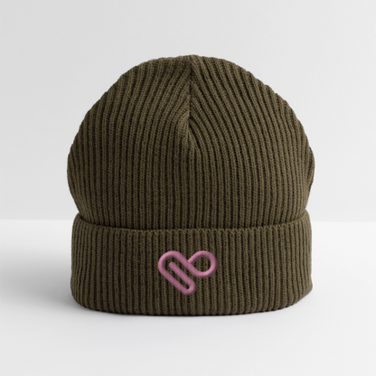 Herzfarben Mütze – Cremefarbene Mütze aus 95 % Bio-Baumwolle & 5 % Elasthan - Khaki