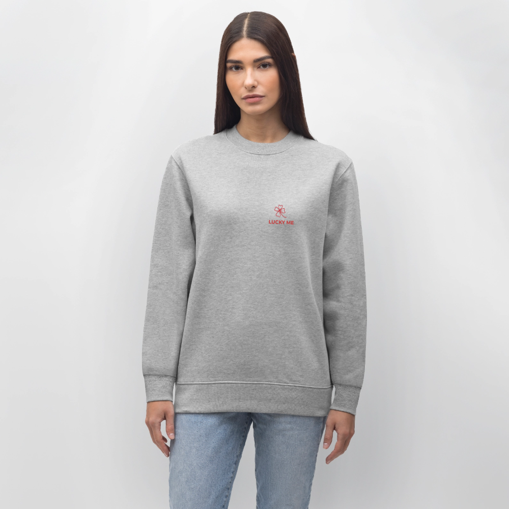 Bio Damen Sweatshirt „The Universe is on my side“ – Spiritueller Pullover aus 100% Bio-Baumwolle - Grau meliert