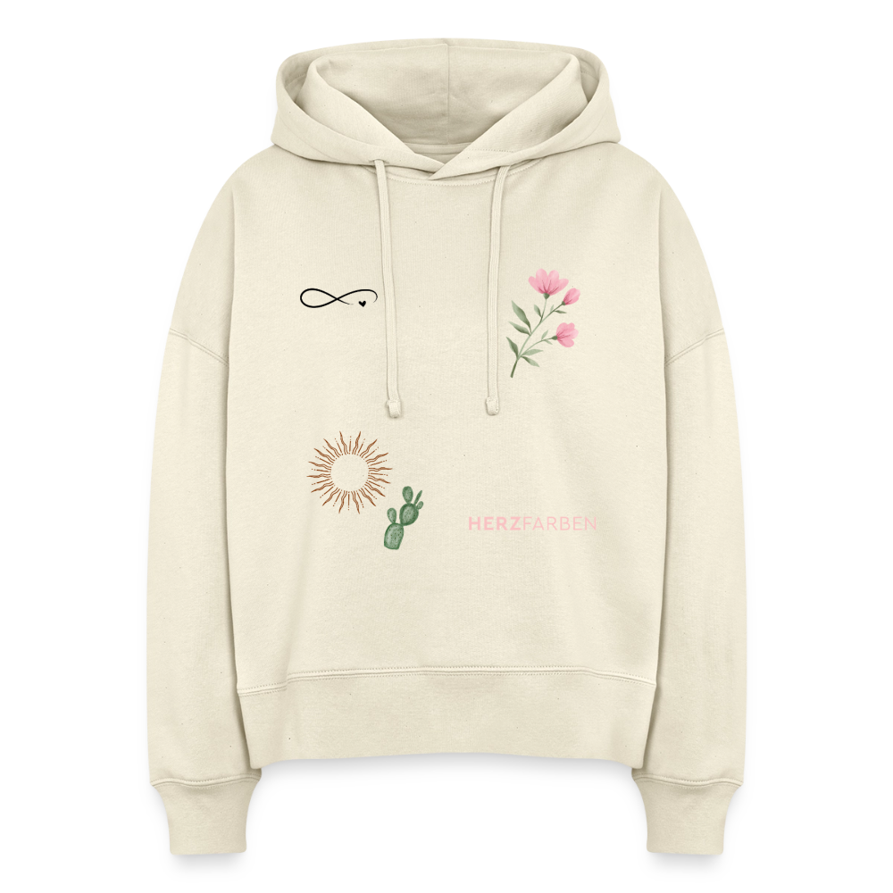 Herzfarben Hoodie – Symbol Love & Nature | 100% Bio-Baumwolle & vegan - Natur