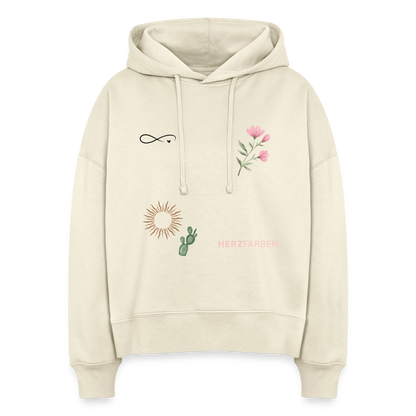 Herzfarben Hoodie – Symbol Love & Nature | 100% Bio-Baumwolle & vegan - Natur
