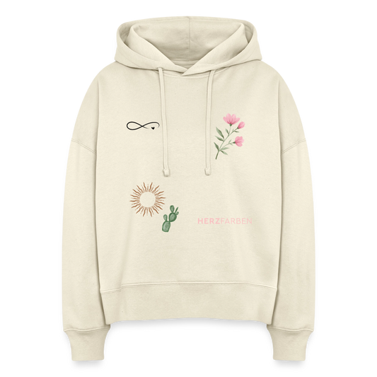 Herzfarben Hoodie – Symbol Love & Nature | 100% Bio-Baumwolle & vegan - Natur