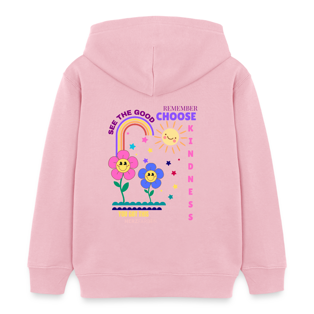 See the Good Kinder Hoodie – Bunter Bio Hoodie mit Regenbogen & Blumen 🌸🌈☀️ - Hellrosa