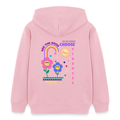 See the Good Kinder Hoodie – Bunter Bio Hoodie mit Regenbogen & Blumen 🌸🌈☀️ - Hellrosa