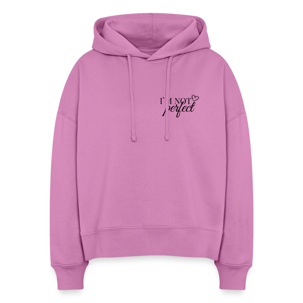 I’m Not Cropped Hoodie – Streetwear Damen Hoodie mit Herzblumen-Design 100% Bio Baumwolle - Pink