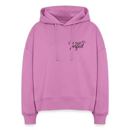 I’m Not Cropped Hoodie – Streetwear Damen Hoodie mit Herzblumen-Design 100% Bio Baumwolle - Pink