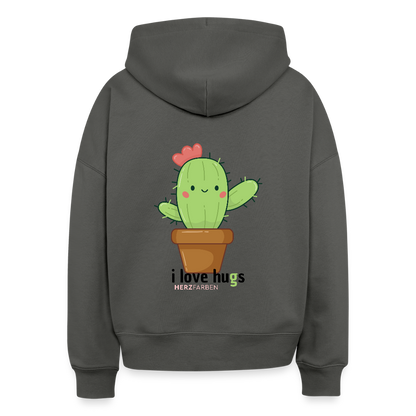 Hoodie „I love Hugs“ für Erwachsene – Nachhaltiger Kapuzenpullover aus 100% Bio-Baumwolle - Anthrazit