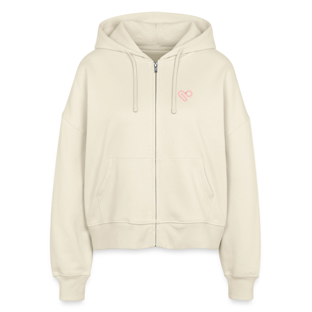 Zipp-Hoodie „OH LA LA“ – Trendiger Hoodie aus 100 % Bio-Baumwolle mit Neon-Print - Natur