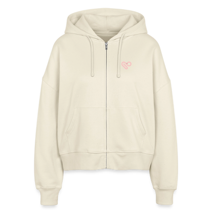 Zipp-Hoodie „OH LA LA“ – Trendiger Hoodie aus 100 % Bio-Baumwolle mit Neon-Print - Natur