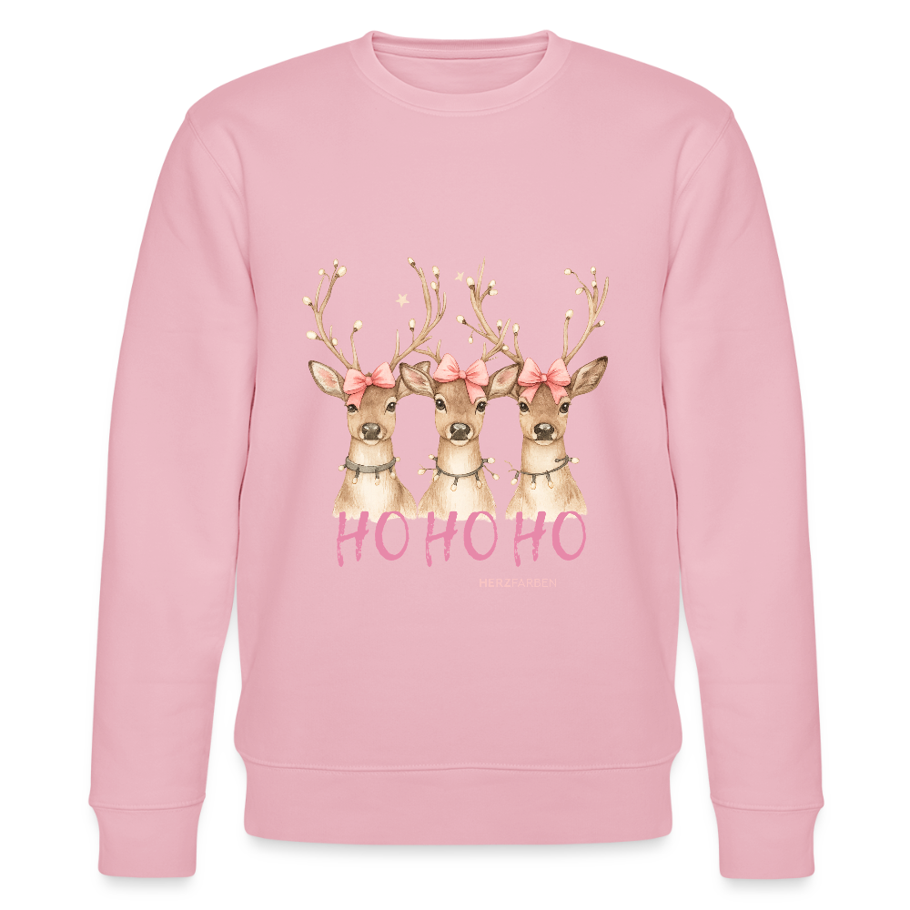 Bio Sweatshirt „Ho Ho Ho – Reindeer“ 🎄🦌 – Nachhaltig & festlich - Hellrosa