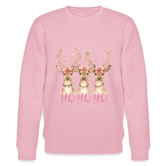 Bio Sweatshirt „Ho Ho Ho – Reindeer“ 🎄🦌 – Nachhaltig & festlich - Hellrosa