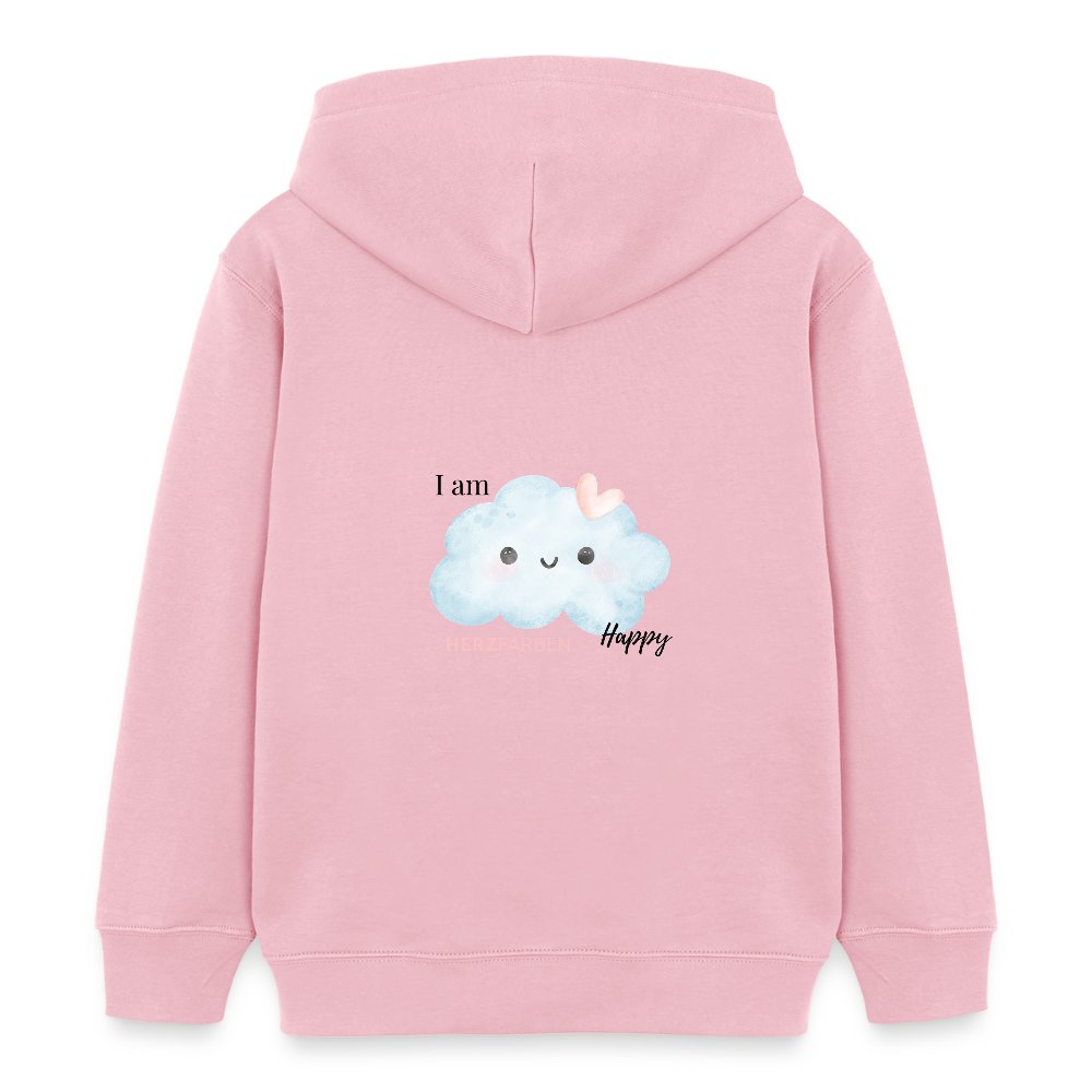 I Am Happy Kinder Hoodie – Nachhaltiger Hoodie mit süßem Wolken-Motiv 🌥️💖 - Hellrosa