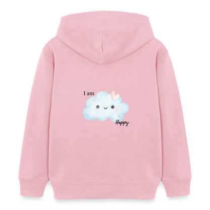 I Am Happy Kinder Hoodie – Nachhaltiger Hoodie mit süßem Wolken-Motiv 🌥️💖 - Hellrosa