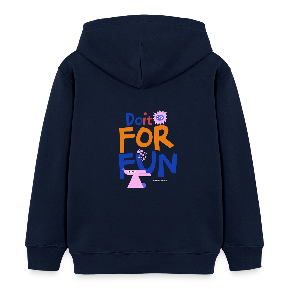 Kinder Hoodie – „Do it for Fun“ – aus 100% Bio-Baumwolle / 3-8 Jahre - Navy