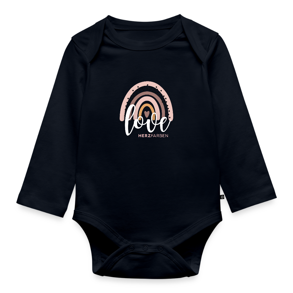 Love Baby Bio Langarm Body – Nachhaltiger Babybody mit Regenbogen-Print - Navy