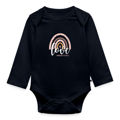 Love Baby Bio Langarm Body – Nachhaltiger Babybody mit Regenbogen-Print - Navy