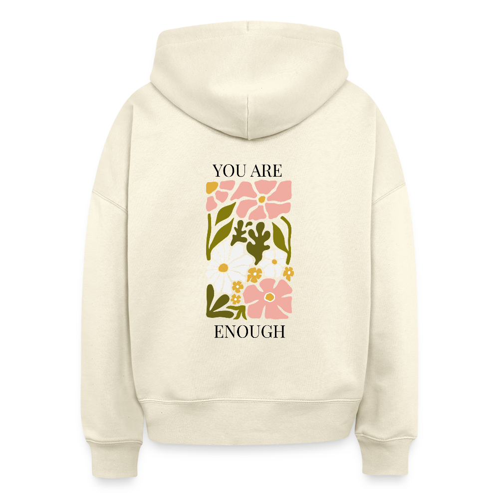 Hoodie „You Are Enough“ für Erwachsene – Nachhaltiger Kapuzenpullover aus 100% Bio-Baumwolle - Weißgrau