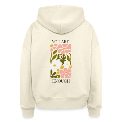 Hoodie „You Are Enough“ für Erwachsene – Nachhaltiger Kapuzenpullover aus 100% Bio-Baumwolle - Weißgrau