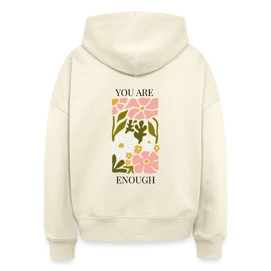 Hoodie „You Are Enough“ für Erwachsene – Nachhaltiger Kapuzenpullover aus 100% Bio-Baumwolle - Weißgrau