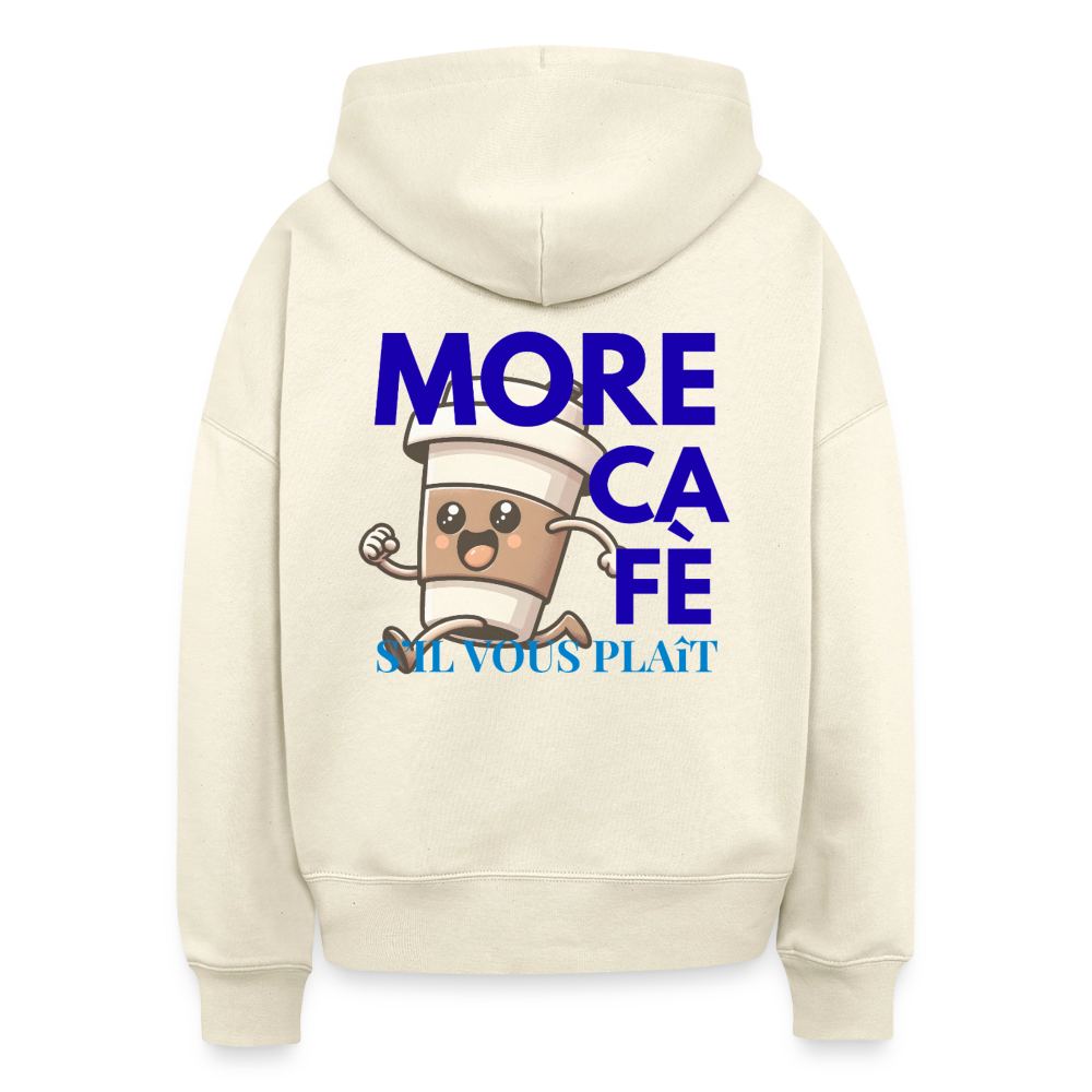 Hoodie „More Café, s’il vous plaît“ – Lustiger Kaffee Hoodie aus 100 % Bio-Baumwolle & vegan - Natur
