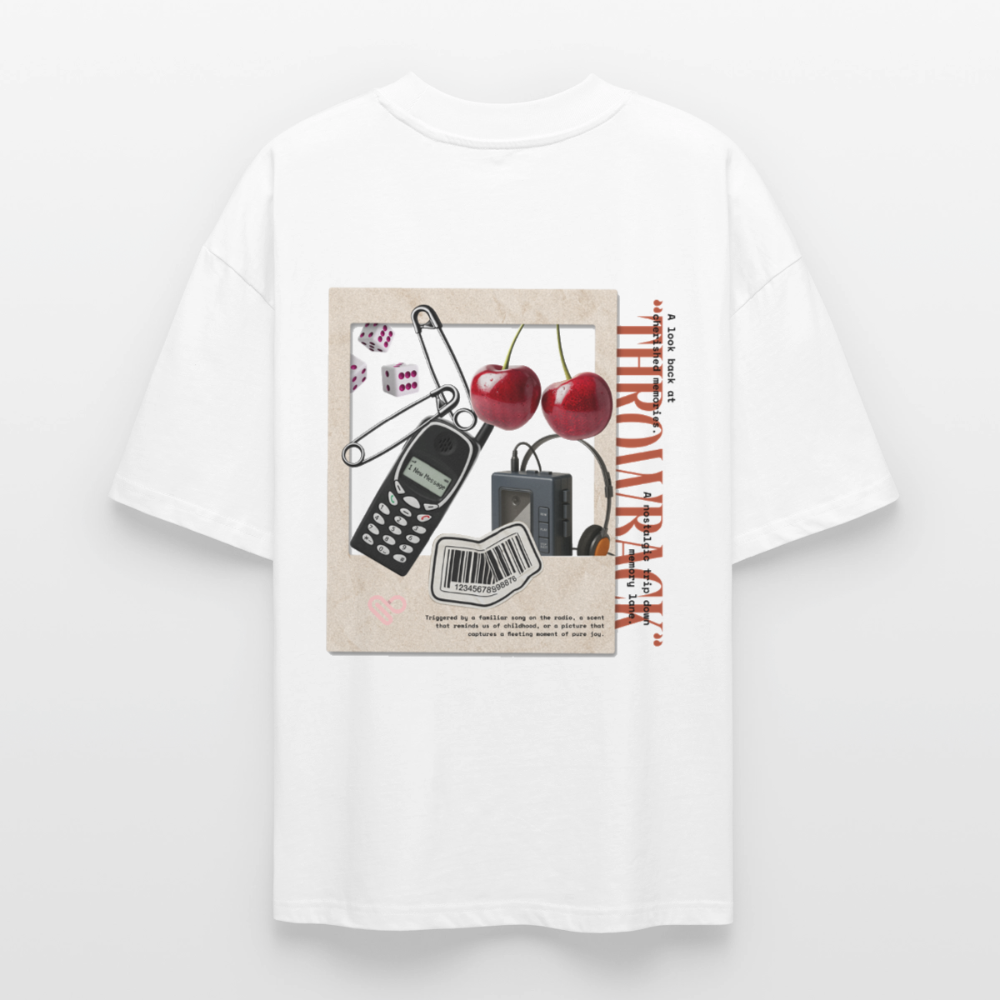 Throwback Herren T-Shirt aus Bio-Baumwolle – Retro Design & Nostalgie Look | Herzfarben - Weiß