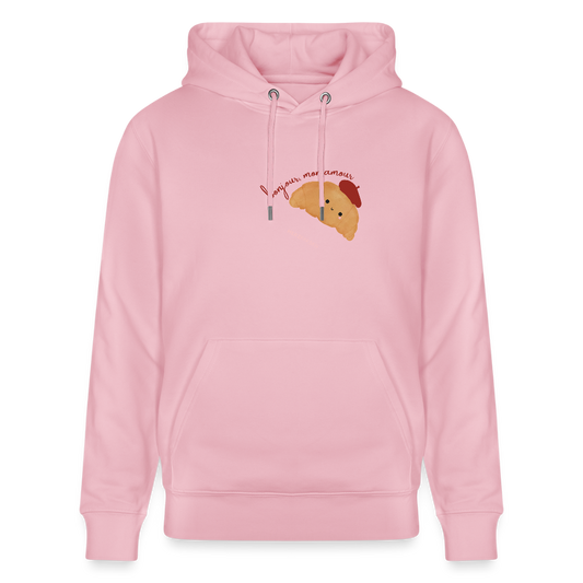 Hoodie „Bonjour, mon amour“ 🥐 | Bio-Baumwolle | Französischer Style - Hellrosa