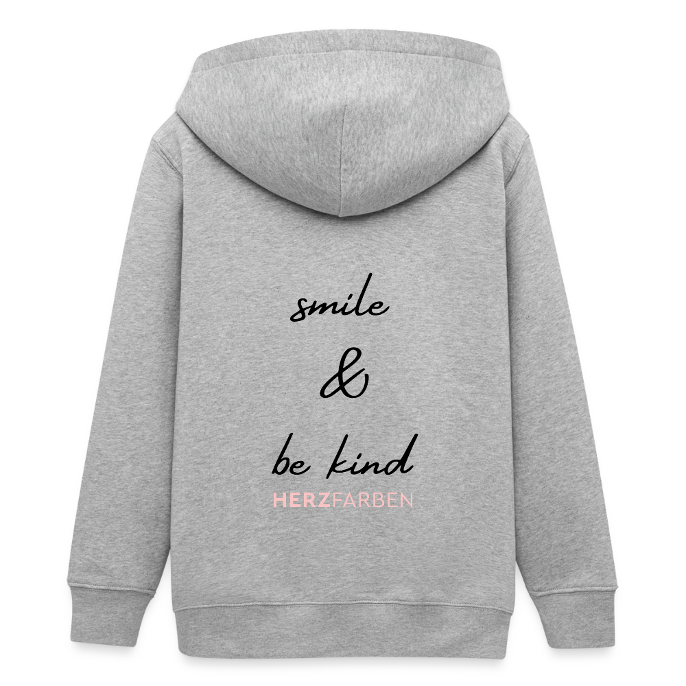 Smile Kinder Bio-Kapuzenjacke – Nachhaltige Jacke mit Rückendesign 🌿✨ - Grau meliert