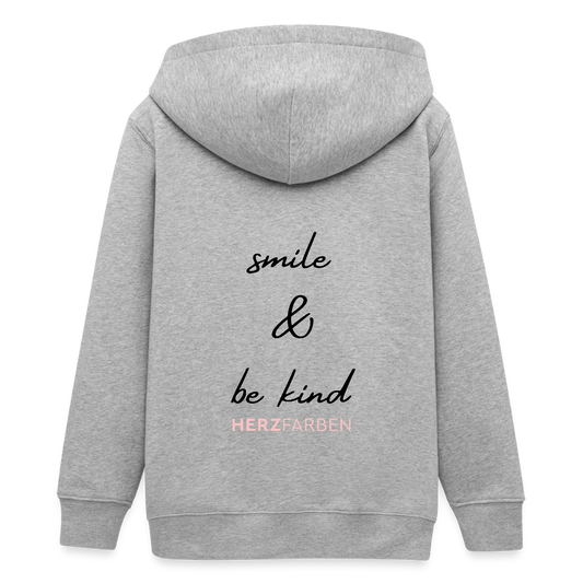 Smile Kinder Bio-Kapuzenjacke – Nachhaltige Jacke mit Rückendesign 🌿✨ - Grau meliert