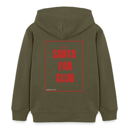Kinder Hoodie „Santa Fan Club“ – aus 100 % Bio-Baumwolle | 3 - 8 Jahre - Khaki