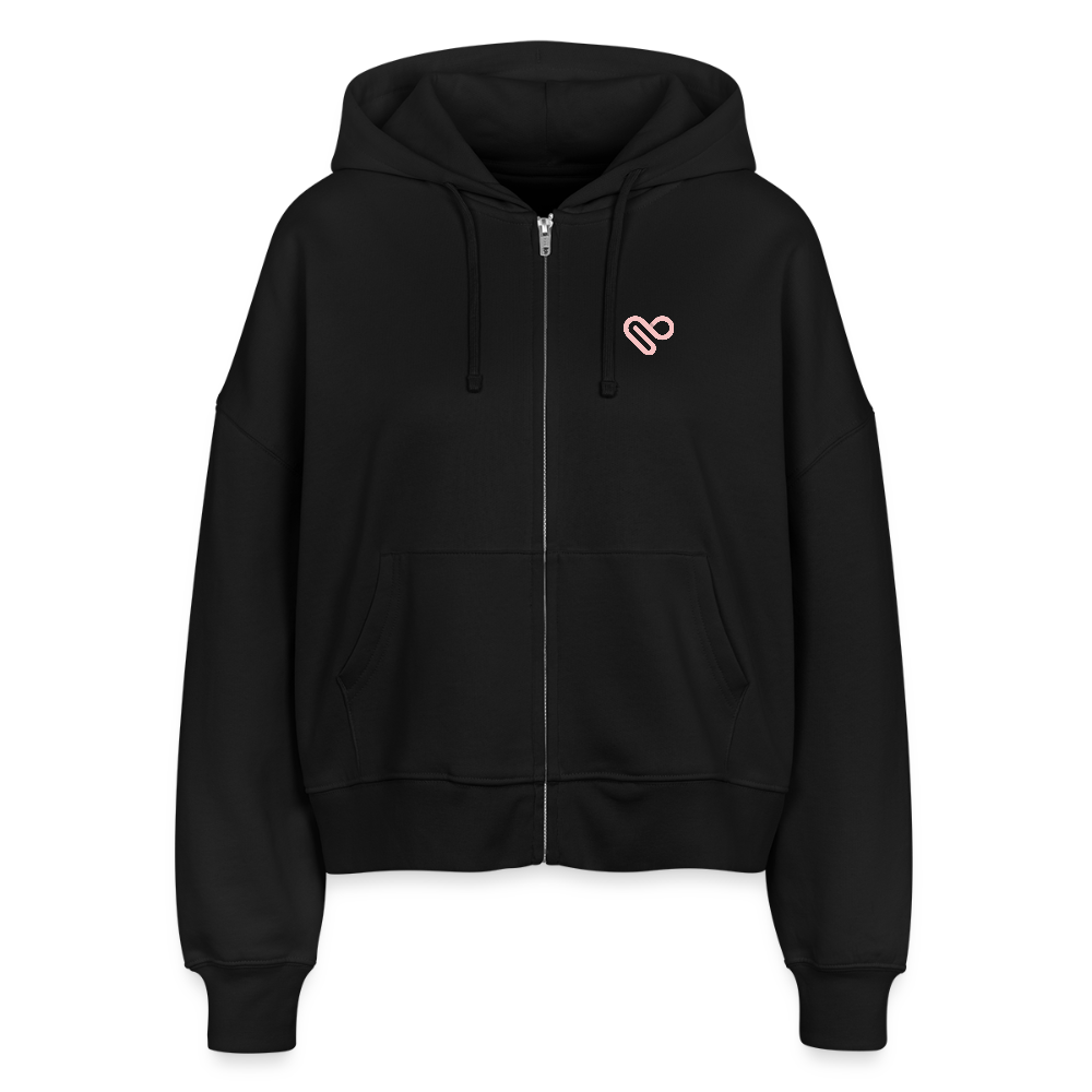 Zipp-Hoodie „OH LA LA“ – Trendiger Hoodie aus 100 % Bio-Baumwolle mit Neon-Print - Schwarz