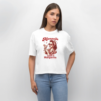 Mamacita needs a Margarita Damen T-Shirt aus 100 % Bio-Baumwolle | Lustiges Statement Shirt - Weiß