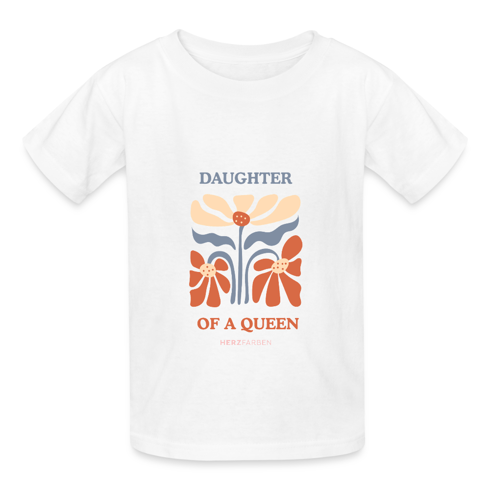 Daughter of a Queen Kinder T-Shirt – Baumwollshirt mit Blumenmotiv - Weiß
