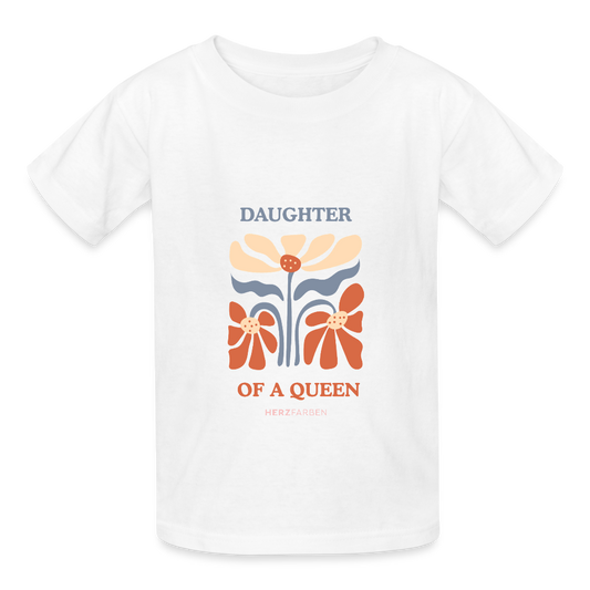 Daughter of a Queen Kinder T-Shirt – Baumwollshirt mit Blumenmotiv - Weiß