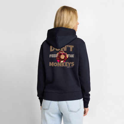Herzfarben Damen Hoodie – DON’T FEED THE MONKEYS - Navy
